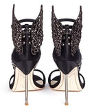 'Evangeline' Angel Wing Sandals-Black - DESIGNER INSPIRED FASHIONS