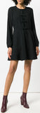 Bow Detail Long-Sleeved Dress, Black
