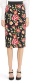 Rose Print Cady Pencil Skirt