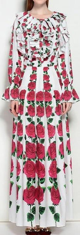 Ruffled Roses Printed Gown