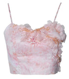 3D Flowers Crop Top And Prom Skirt Set - DESIGNER INSPIRED FASHIONS