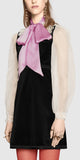 Black Velvet Organza Dress with Bow Detail - DESIGNER INSPIRED FASHIONS