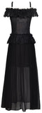 Black Ruffled Lace Cold Shoulder Dress