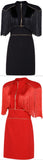 Fringed-Shoulder Mini Dress - Black, Red or White - DESIGNER INSPIRED FASHIONS