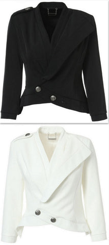 Asymmetric Cropped Jacket in Black - DESIGNER INSPIRED FASHIONS