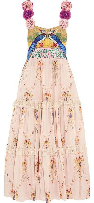 Applique Flower-Strap Embroidered Long Dress - DESIGNER INSPIRED FASHIONS