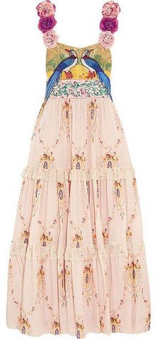 Applique Flower-Strap Embroidered Long Dress - DESIGNER INSPIRED FASHIONS