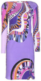 Abstract Psychedelic Print Silk Dress - DESIGNER INSPIRED FASHIONS