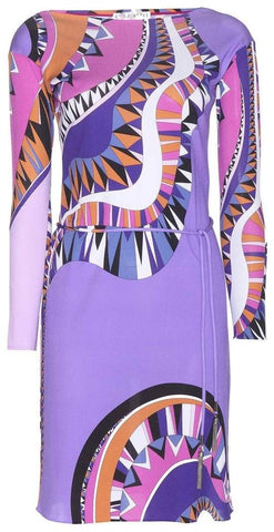 Abstract Psychedelic Print Silk Dress - DESIGNER INSPIRED FASHIONS