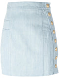 Denim Mini Skirt with Gold Button Embellishments - DESIGNER INSPIRED FASHIONS