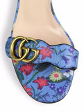GG Marmont Floral Print Leather Sandals - White or Blue