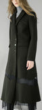 Tulle-Paneled Wool Coat - Black or Army Green