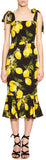 Lemon Print Fluted Hem-Dress