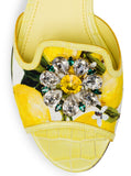 'Bianca' Lemon Printed Embellished Sandals | DESIGNER INSPIRED FASHIONS