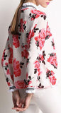 Floral-Printed Ruffled Silk Blouse
