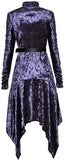 Crushed Velvet Turtle-Neck Flared Dress