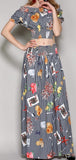 Printed Gingham Off-the-Shoulder Top & Maxi Skirt Set