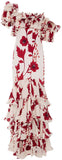 'Victoria Falls' Crepe Ruffle Floral Printed Dress