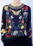 Garden Embroidered Knit Sweater - DESIGNER INSPIRED FASHIONS