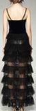 Black Tiered Lace Gown