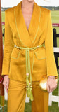 Rope-Belted Blazer-Jacket and Pant Suit - Green or Yellow