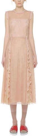 Flower Ramage Lace Dress with Ruffles