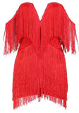 Fringed Off-the-Shoulder Mini Dress - Various Colors to choose from