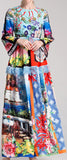 Multi Mixed Print Fringed Maxi Dress