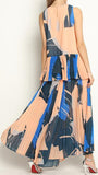 Pleated Printed Peplum Top & Pant Set