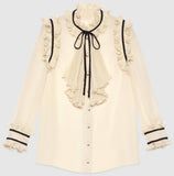 Pleated Silk Georgette Shirt - DESIGNER INSPIRED FASHIONS
