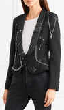 Safety Pin and Chain Embellished Blazer