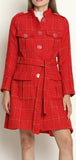 Single-Breasted Large-Clear-Button Coat, Red