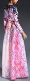 Long Floral Print Gown - Multi Color - DESIGNER INSPIRED FASHIONS