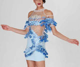 'Abigail' Fringe & Bead Embellished Dress-Light Blue - DESIGNER INSPIRED FASHIONS