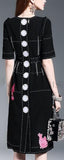 Embellished Bird Black Knee-Length Dress - DESIGNER INSPIRED FASHIONS