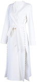 Bead-Embellished Mid-Calf Coat, White