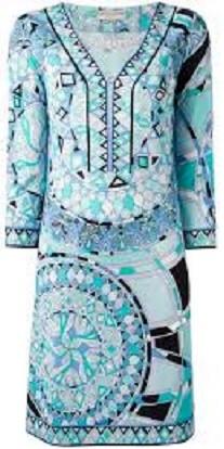 Pattern Shift Dress in Blue - DESIGNER INSPIRED FASHIONS