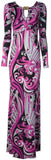 Long Printed Silk Gown in Purple - DESIGNER INSPIRED FASHIONS