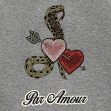 'L'aveugle par amour' Double Fleece Embellished Sweatshirt in Grey - DESIGNER INSPIRED FASHIONS