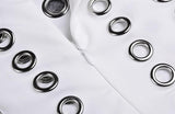 Hole-Embellished Maxi Bodycon Gown, White - DESIGNER INSPIRED FASHIONS