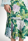 Hydrangea-Print Ruffled-Hem Cady Skirt - DESIGNER INSPIRED FASHIONS