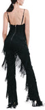 Fringed Halter Jumpsuit in Black - DESIGNER INSPIRED FASHIONS