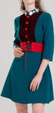 Belted Color-Contrast Mini Dress