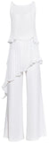 Asymmetrical Plisse Top and Pant Set - Black or White