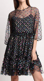Polka Dot Printed Voile Mini Dress