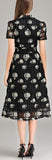Floral-Embroidered Lattice Mesh Dress