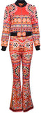 Vintage Printed Jacket & Flared Pant Set in Orange - DESIGNER INSPIRED FASHIONS