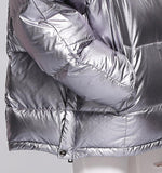 Silver Puffer Down Hooded Jacket