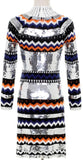 Embellished Chevron Sweater Dress-Silver