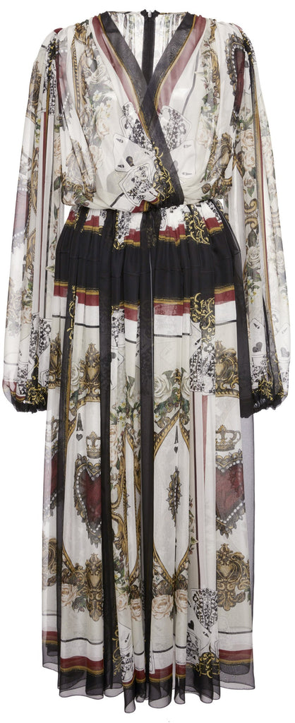 Printed Long-Sleeve Chiffon Dress